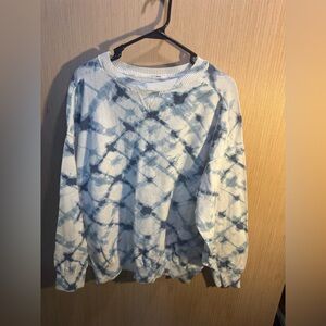 Offline by Aerie Blue and White Oversized Crewneck Sweatshirt Size Medium
